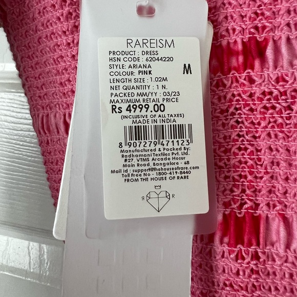 Rareism Flared Tube Dress - Ariana Pink, Fully Lined, Pockets, Removable Straps - Picture 11 of 13